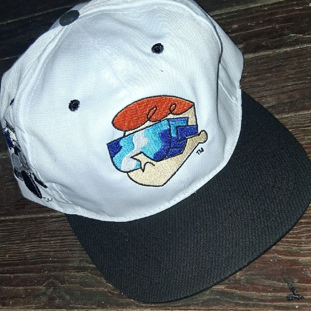 Dexter White and Black Cartoon Embroidered Cap